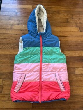 Boden Colorblock Puffer Vest in Pink, Coral, Mint, Blue REVERSIBLE